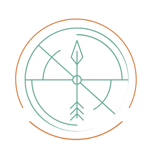 Kompaslogo van Emovere, symbool voor richting in psychologie

